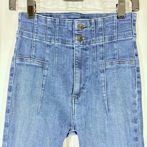 Free People We The Free Jayde High-Waisted Dark Blue Flare Jeans – Size 26 - Picture 4 of 9